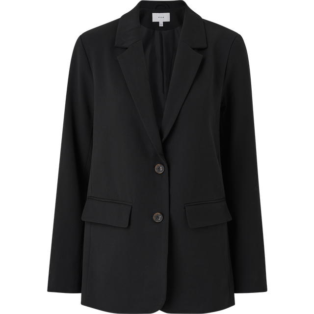 Straight Fit Buttoned Blazer - Black - 10