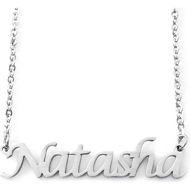 "Kigu Natasha Personalized Name - Silver Tone Necklace - Adjustable Chain 16"" - 19"" Packaging"