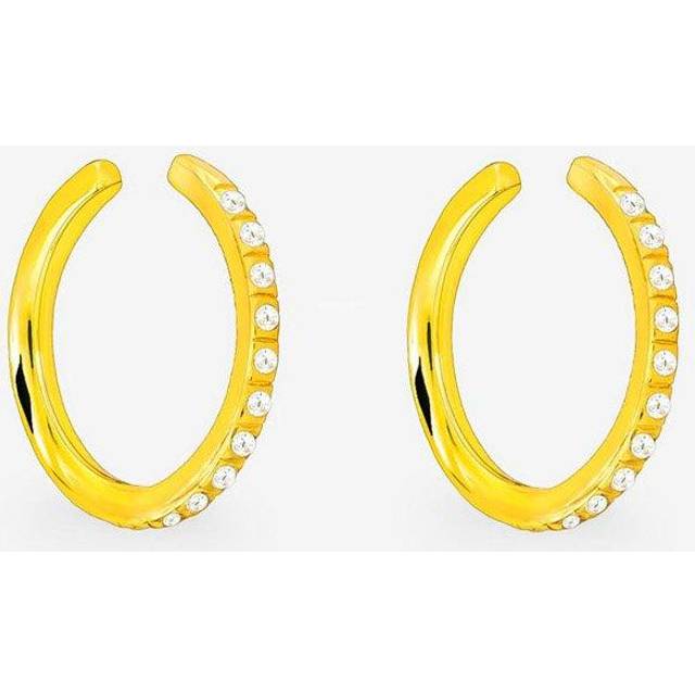 Womens Dainty 18k Gold Ear Cuffs With Cubic Zirconia Stones - Metallics - One Size