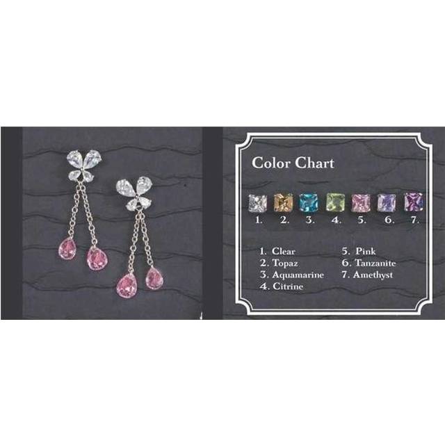 Ivy Lane Design 56-2250/CIT Silver Flower Earrings With Chain Citrine Teardrop