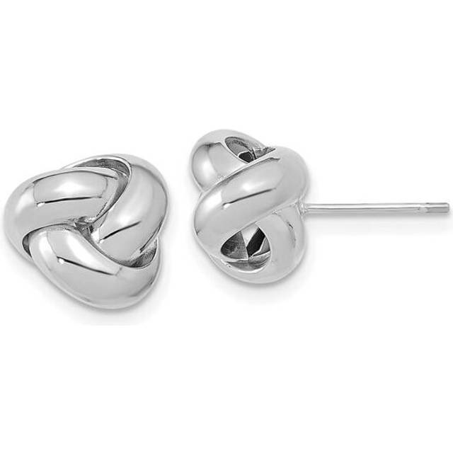 14K White Gold Polished Love Knot Post Earrings