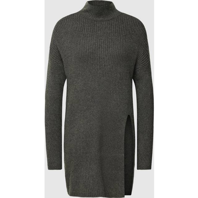 Only 'Katia' Longline Rib Knit Jumper - Dark Grey Marl