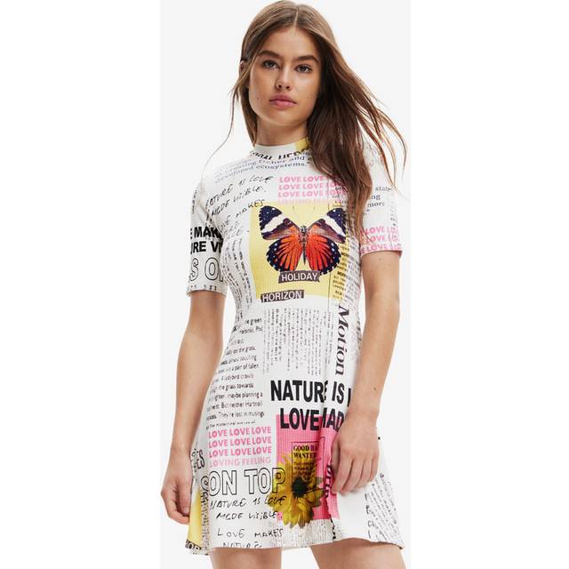 Desigual  Dress VEST_NEWSPAPER  - EU S - White - EU S