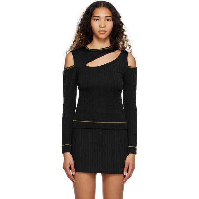 Jacquard Jersey Blouse in Black