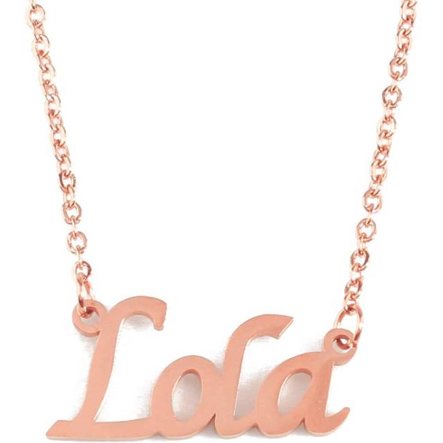 Kigu LOLA Personalized Name - 18ct Rose Gold Plated Necklace - Adjustable Chain 16" - 19" Packaging