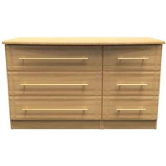 Welcome Furniture Ready Assembled Faye 6 Drawer Dresser Unit In Modern Oak, Brown