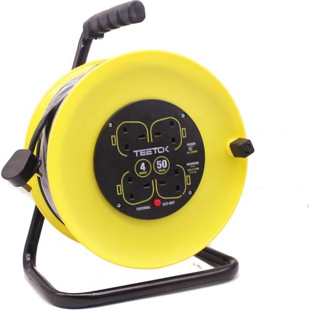 50M Outdoor Extension Cable Reel 230V 13A 4 Sockets Garden Heavy Duty