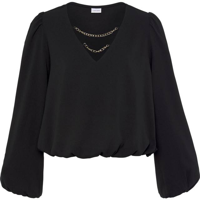 LASCANA Slip-On Cropped Blouse - Gold