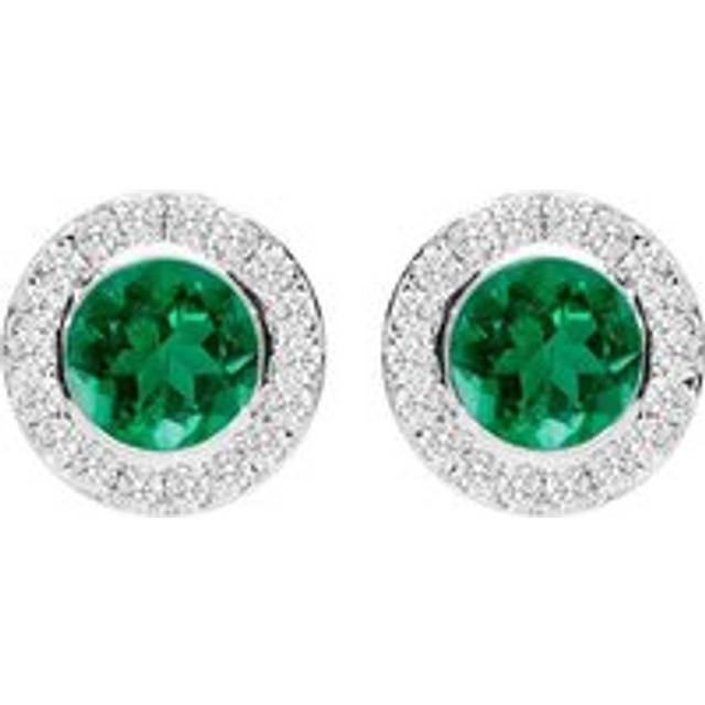 18ct White Gold 0.38ct Emerald Diamond Round Stud Earrings