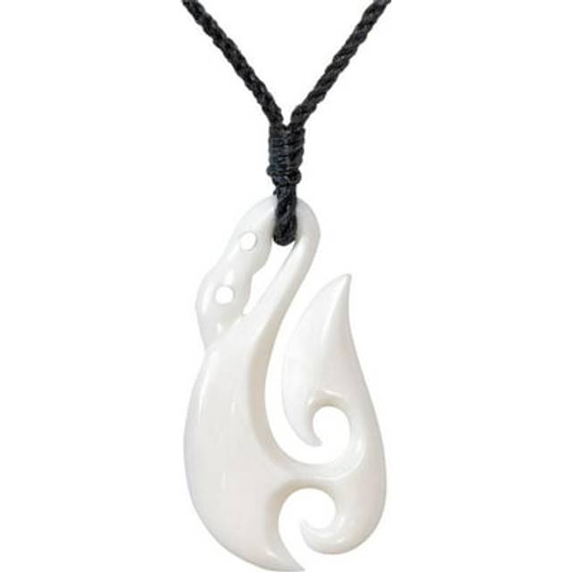 Bovine bone necklace hei matau double koru pendant tribal cord - 81stgeneration