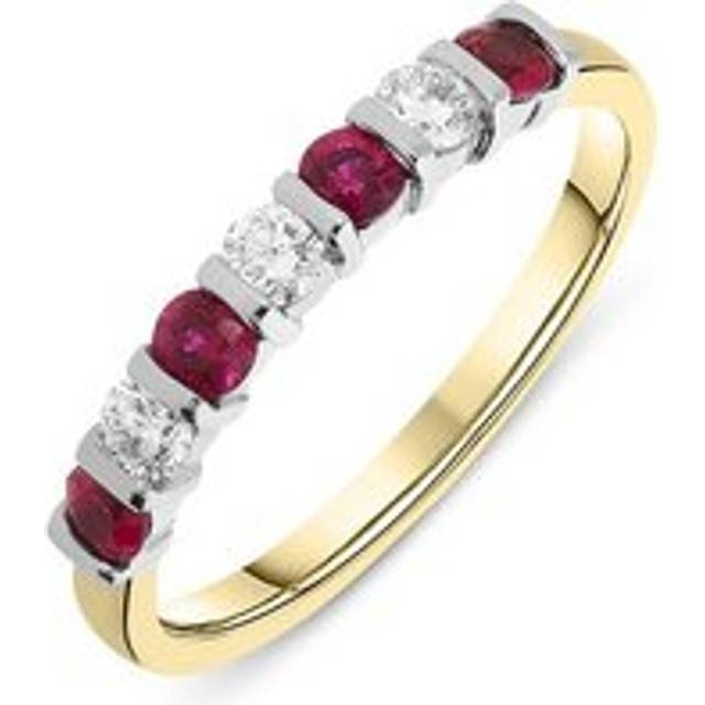 18ct Yellow Gold 0.40ct Ruby 0.21ct Diamond Alternating Bar Set Ring - Option1 Value Yellow Gold