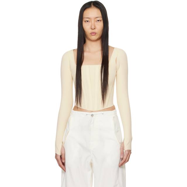Dion Lee Beige Pointelle Tank Top - Bone - L