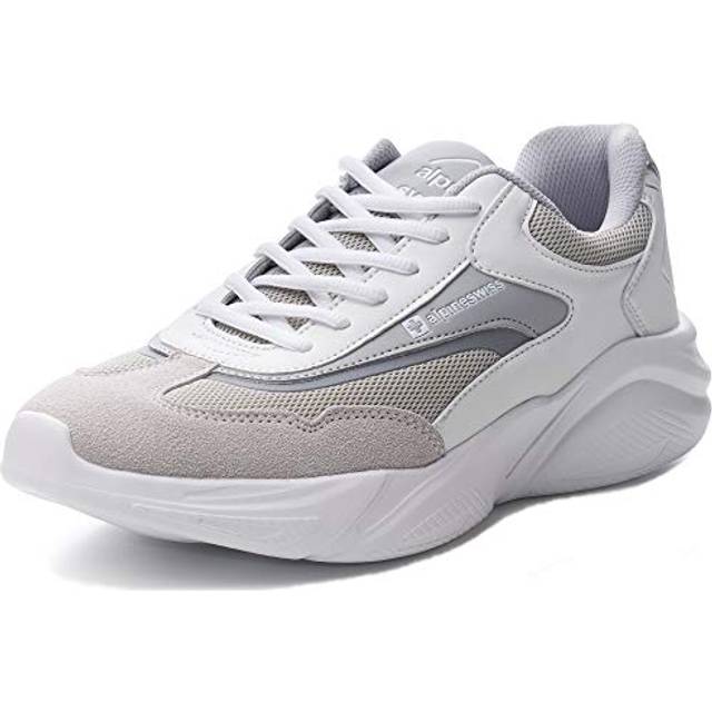 Alpine Swiss Stuart Mens Chunky Fashion Sneakers  White Gray  9