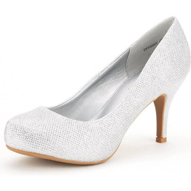 DREAM PAIRS Tiffany Women's New Classic Elegant Versatile Low Stiletto Heel Dress Platform Pumps Shoes Size 6 Silver TIFFANNY