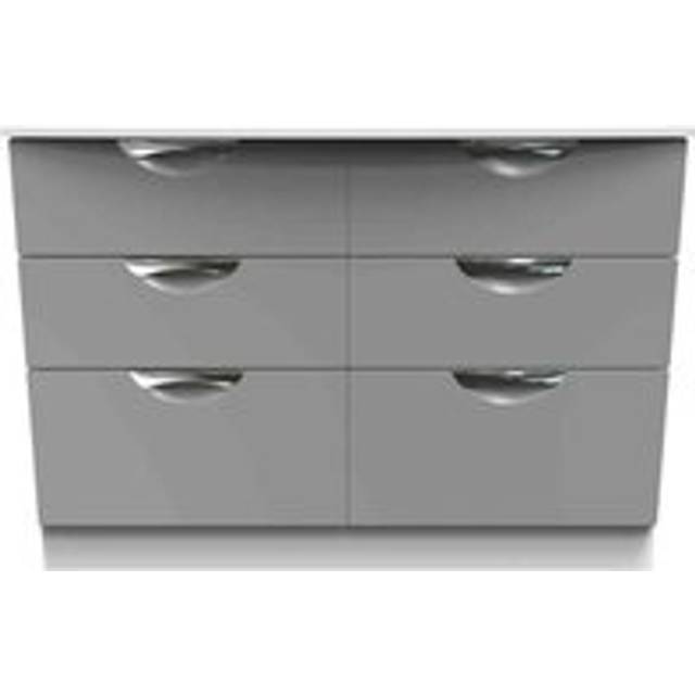 Welcome Furniture Ready Assembled Camden 6 Drawer Wide Chest In Dusk Grey & White, Grey