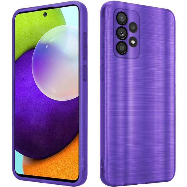(Brushed Purple) Cadorabo Case for Samsung Galaxy A52 (4G / 5G) / A52s Protective Cover made of flexible TPU Etui silicone in brushed design
