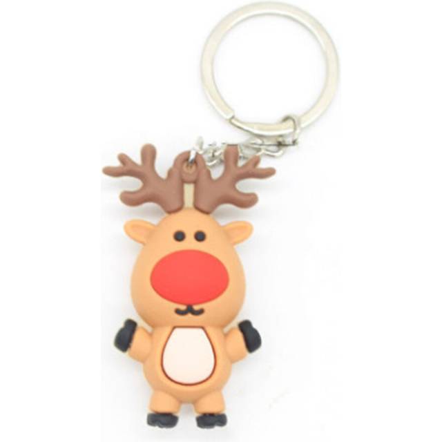 12 Pcs New Creative PVC Silicone Christmas Key Ring Keychain Small Gift Bag Car Key Pendant Elk A