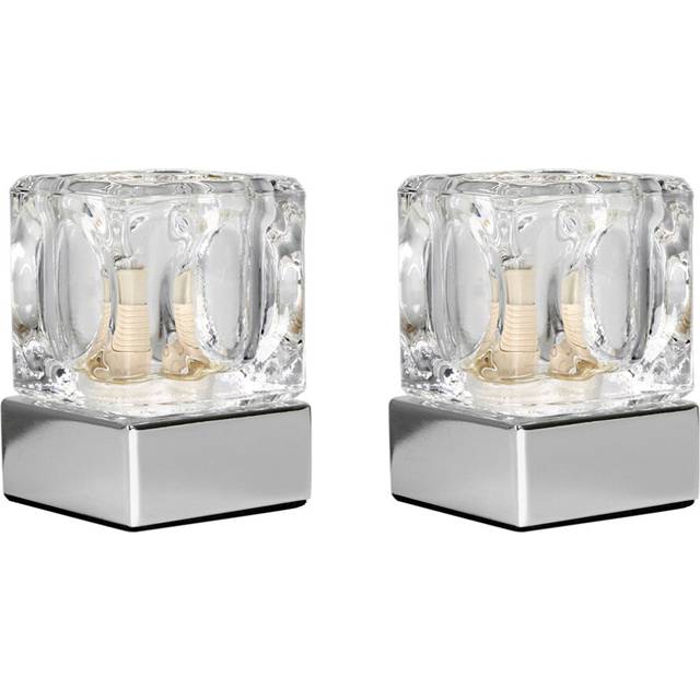 Minisun - 2 x Ice Cube Touch Table Lamps + 3W led Bulbs - Chrome