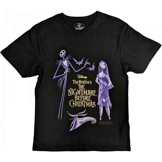 Jack and Sally Characters Cotton Embellished T-Shirt - Black - L