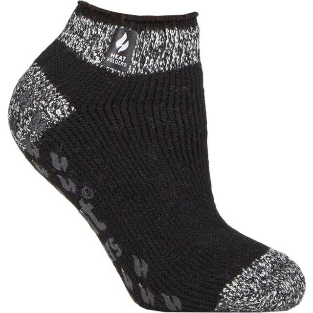 Women's 1 Pair SOCKSHOP Heat Holders 2.3 TOG Patterned and Striped Ankle Slipper Socks Pisa Black 4-8 Ladies