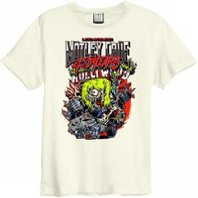(2XL, Vintage White) Amplified Unisex Adult 40 Years Motley Crue T-Shirt
