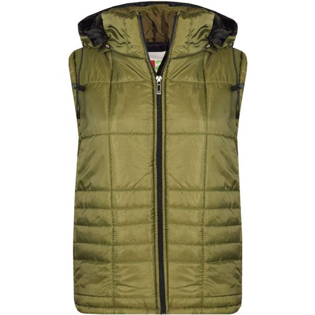(7-8 Years, Olive) Girls Boys Hooded Padded Lined Gilet Olive Jackets