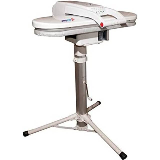 (White) Steam Ironing Press by Speedypress with 38 Power Steam Jets - 64cmx27cm; 1,400watt, +Telescopic Height-Adjustable Stand (+Free Replacement Cov