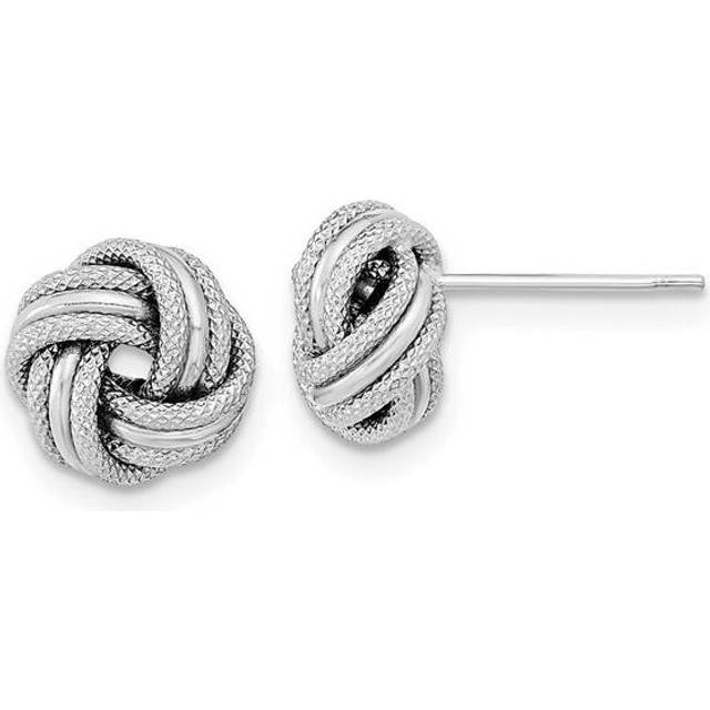 14K White Gold Polished Textured Triple Love Knot Post Earrings
