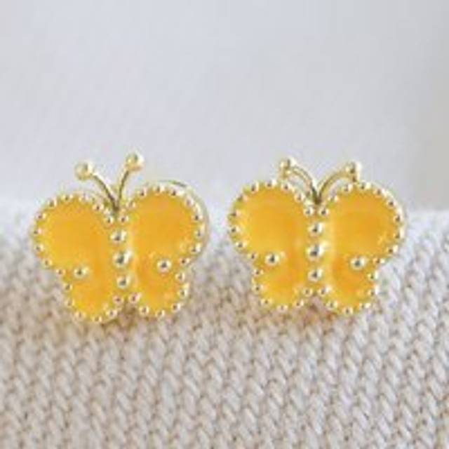 Enamel Butterfly Stud Earrings in Gold - yellow/gold - one size