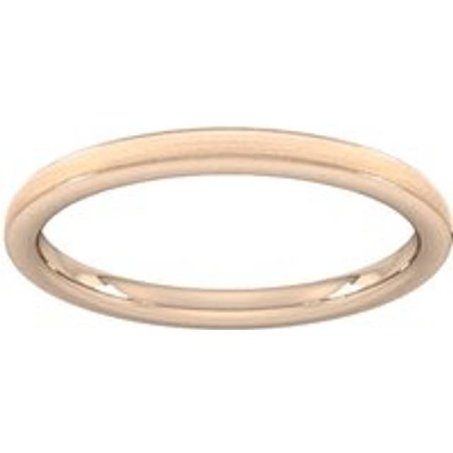 2mm Traditional Court Heavy Matt Centre With Grooves Wedding Ring In 9 Carat Rose Gold - Ring Size V