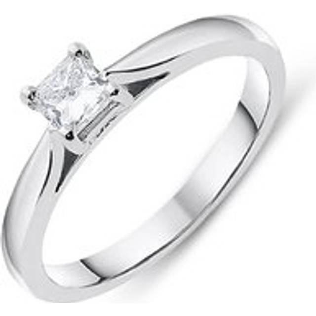 Platinum 0.34ct Diamond Princess Cut Solitaire Engagement Ring - Silver