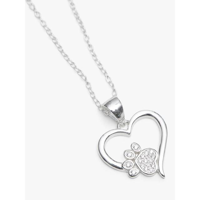 Simply Silver Simply Silver Sterling Silver 925 Paw Print And Heart Pendant Necklace