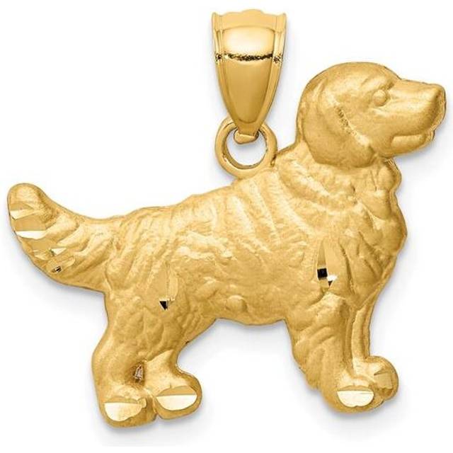 Quality Gold C4733 14K Yellow Gold Diamond-Cut Golden Retriever Pendant