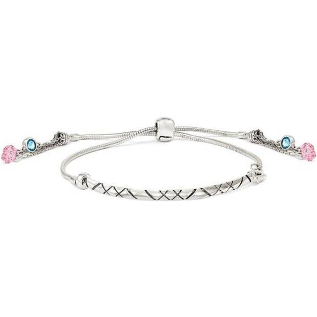 Sterling Silver Swarovski Crystal Briolette Adjustable Bracelet - Polished & Antiqued