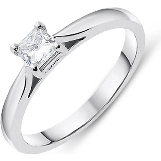 Platinum 0.34ct Diamond Princess Cut Solitaire Engagement Ring - Silver