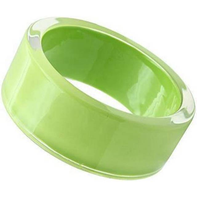 Alamode VL041-8 8 in. Resin Bangle with Synthetic Stone, Peridot