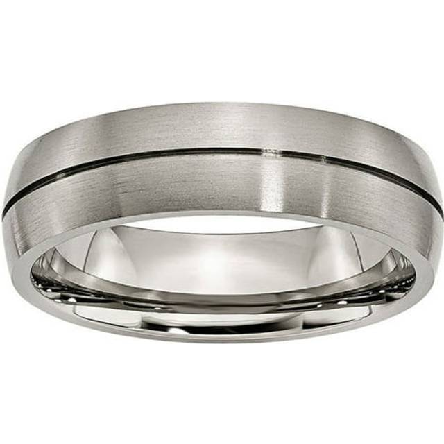 Bridal TB164-13 6 mm Titanium Grooved Satin Band, Size 13 - Silver