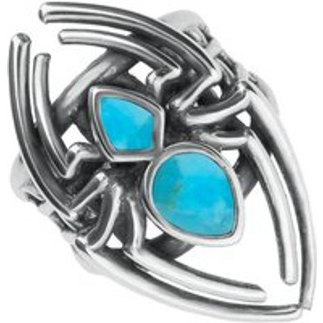 Sterling Silver Turquoise Small Spider Web Ring