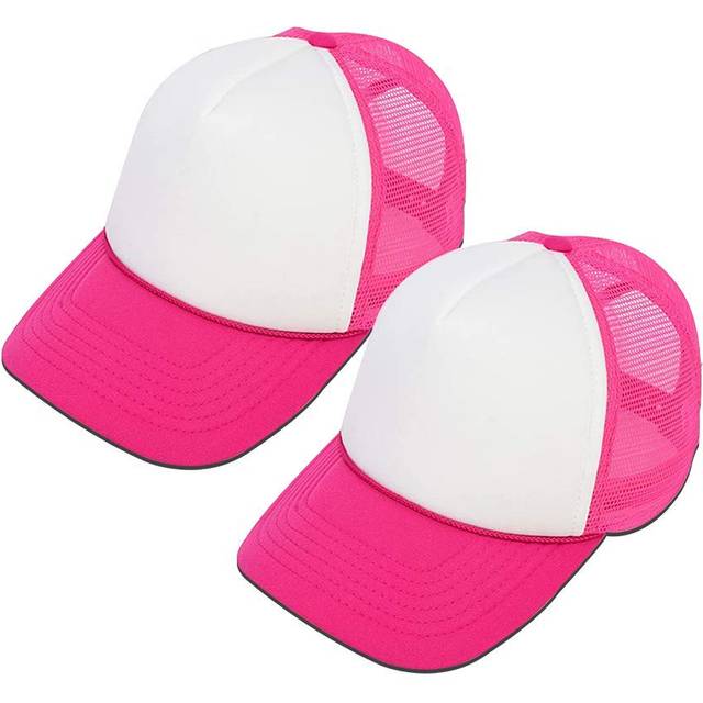 MR.R Sublimation Blank Polyester Mesh Cap Mesh Hat Two Tone Trucker Summer Mesh Cap with Adjustable Snapback Rose Red 2 Pieces per Pack