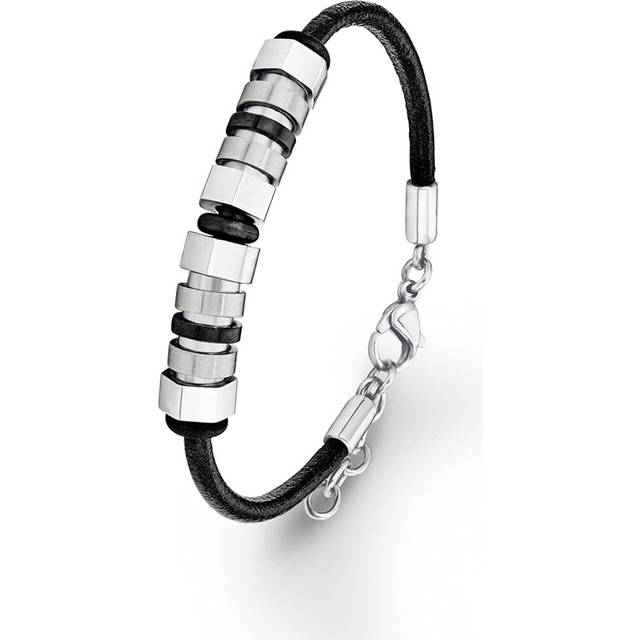 s. Oliver Women's Bracelet, Leather / Stainless Steel, 21 cm - Brown