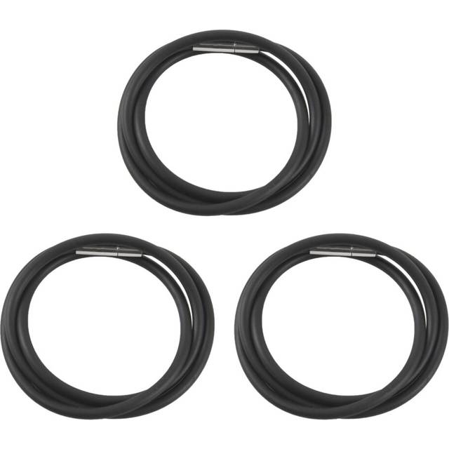 3X 3mm Cord in Rubber Black Necklace with Clasp in Steel Stainless - 16 Inch