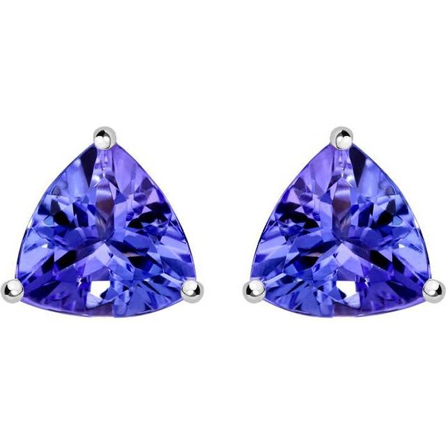 18ct White Gold 0.73ct Tanzanite Trillion Cut Stud Earrings