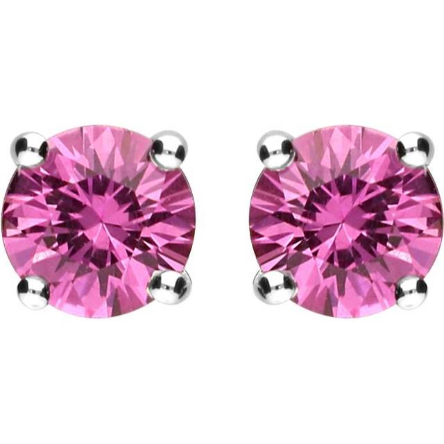 18ct White Gold 1.30ct Pink Sapphire Solitaire Stud Earrings
