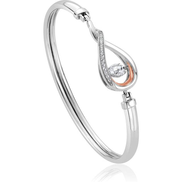 Clogau Eternity Dancing White Topaz Bangle - Silver,Rose - Diameter 5.7cm, Circumference 16.5cm