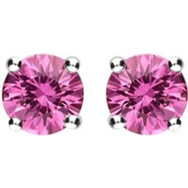 18ct White Gold 1.30ct Pink Sapphire Solitaire Stud Earrings