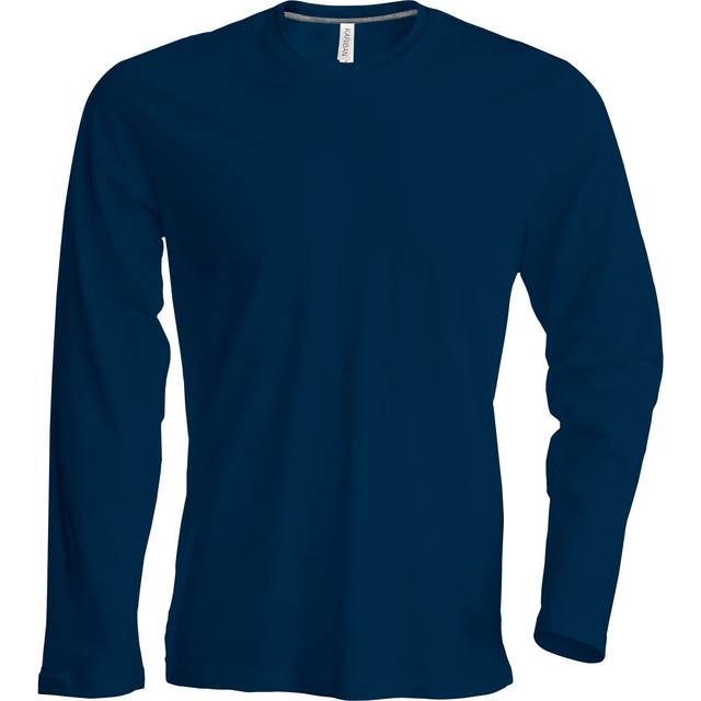 (M, Navy) Kariban Mens Slim Fit Long Sleeve Crew Neck T-Shirt