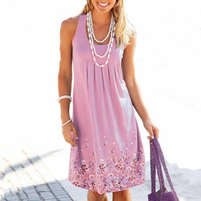 Loose Summer Beach Dress - Pink / UK 8