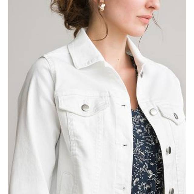 Denim Fitted Short Jacket - White Denim - 18