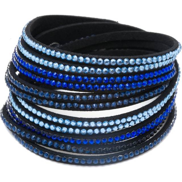 Barzel Leather Created Austrian Crystals Wrap Bracelets (Many Options Available), 7.5 inches, Polyester, crystal