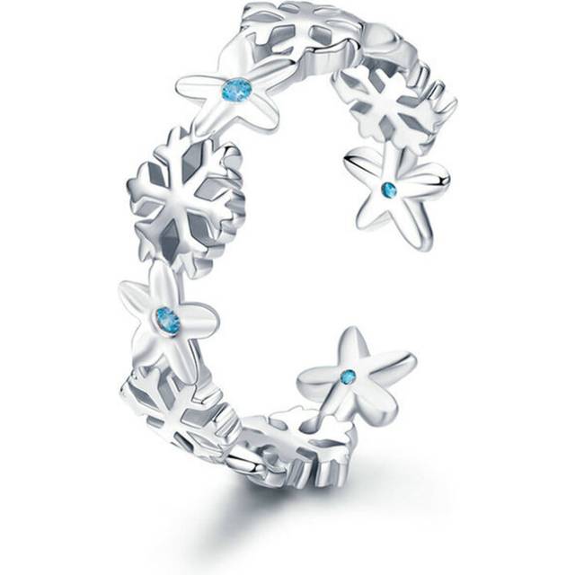 Silver plating Winter Snowflake Finger Rings for Women Snowflake Wedding Engagement Ring Jewelry